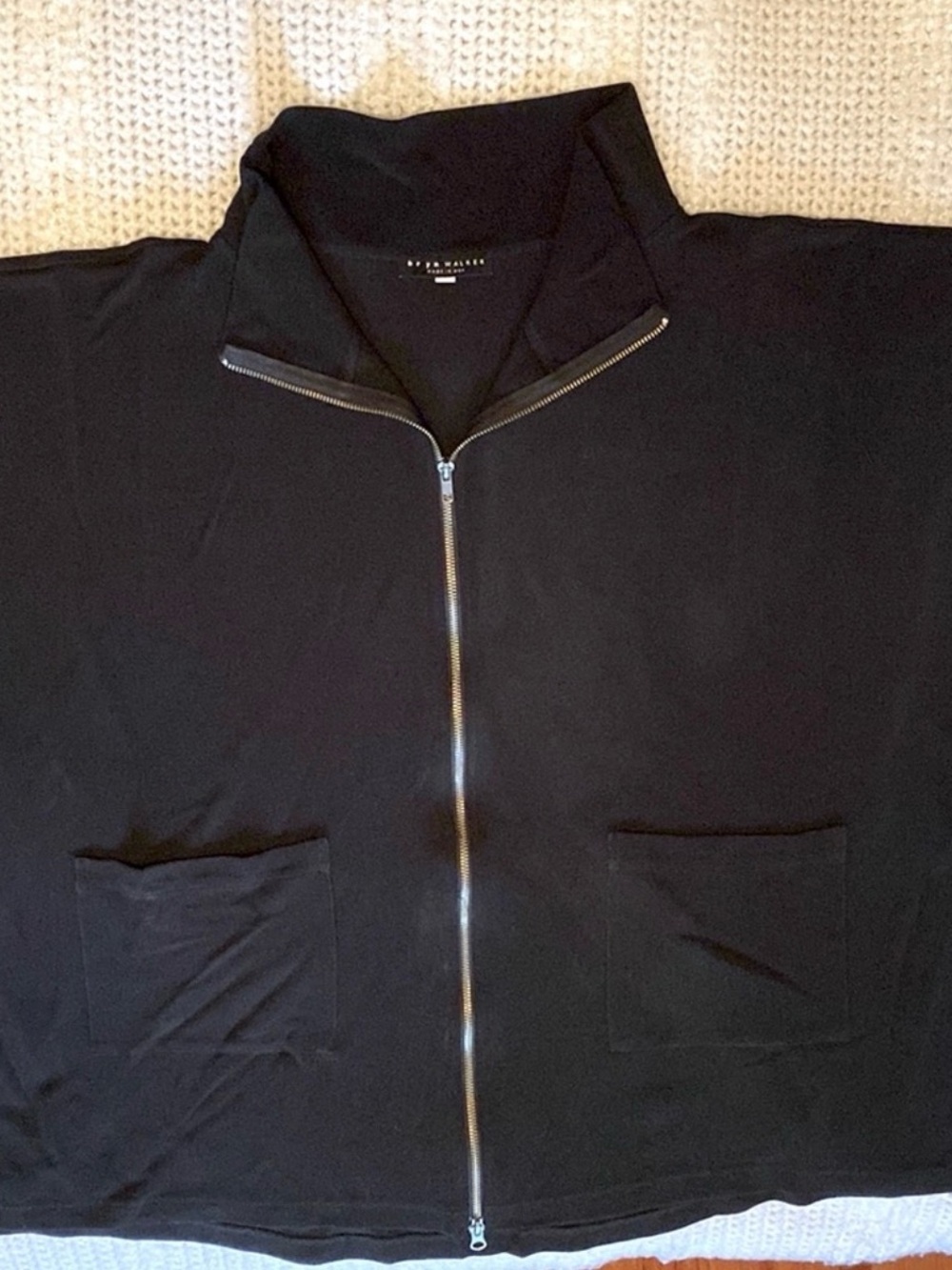 bryn Walker Black Zip-Front Women's Jacket Cape